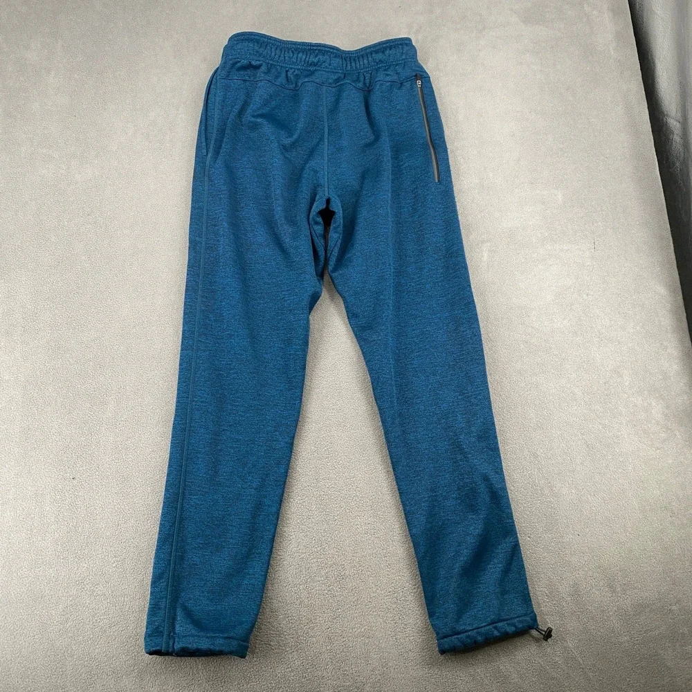 AND1 Mens Teal Blue Space Dye Fleece Lined Jogger Sweatpants Small Bungee Hem